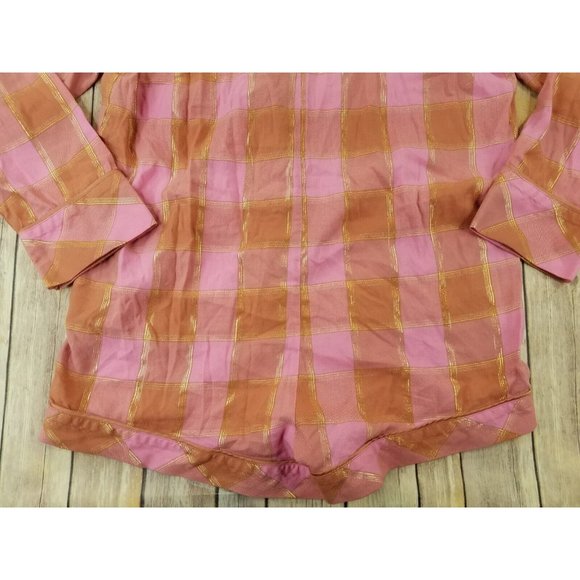 Victoria's Secret Women’s Long Sleeve Button-Up Pajama Romper S Pink Plaid B19 - Picture 8 of 9
